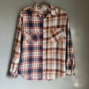 FIVE BROTHER Men's Large Plaid Colorblock Cotton Long Sleeve Button Up Shirt PNW